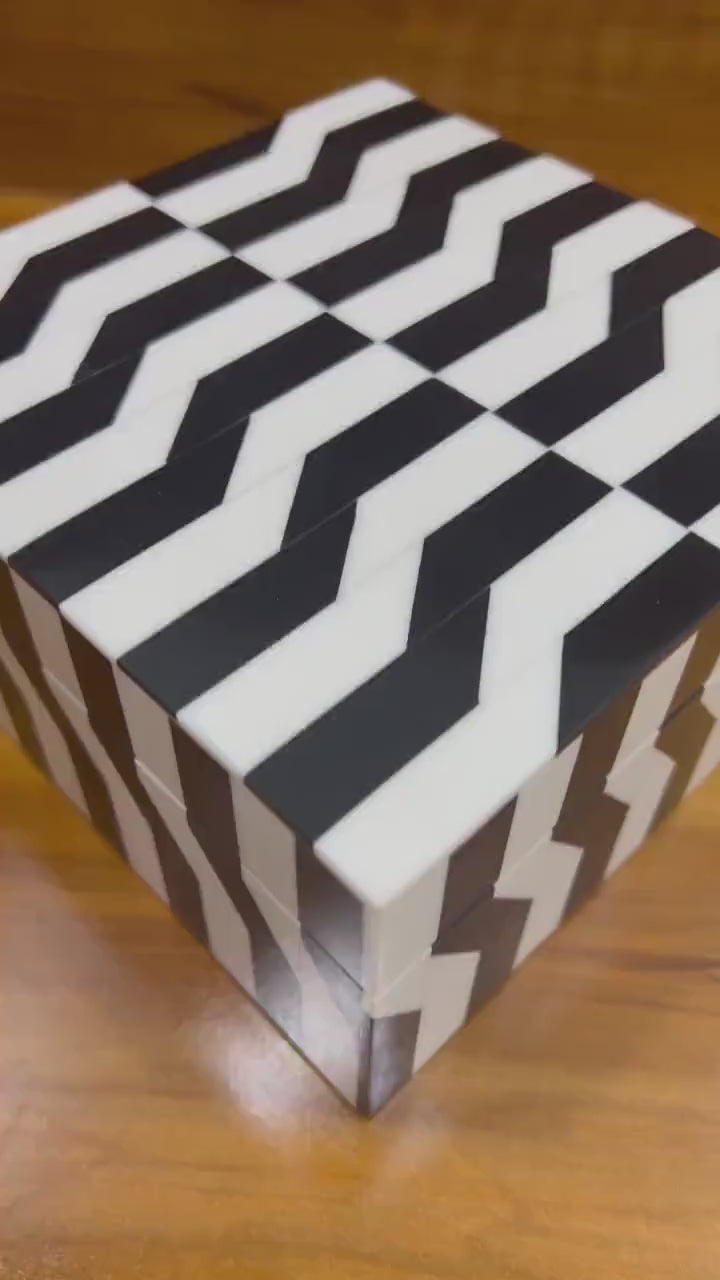 Black & White Bone Inlay Jewelry Box - Handmade Chevron Keepsake Organizer