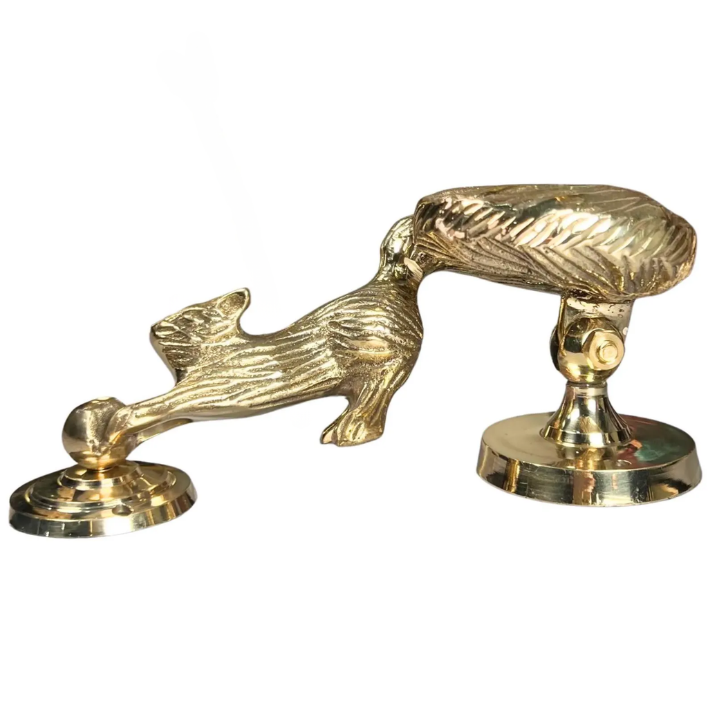 Solid Brass Squirrel Door Knocker - Handmade Rustic Farmhouse Hardware