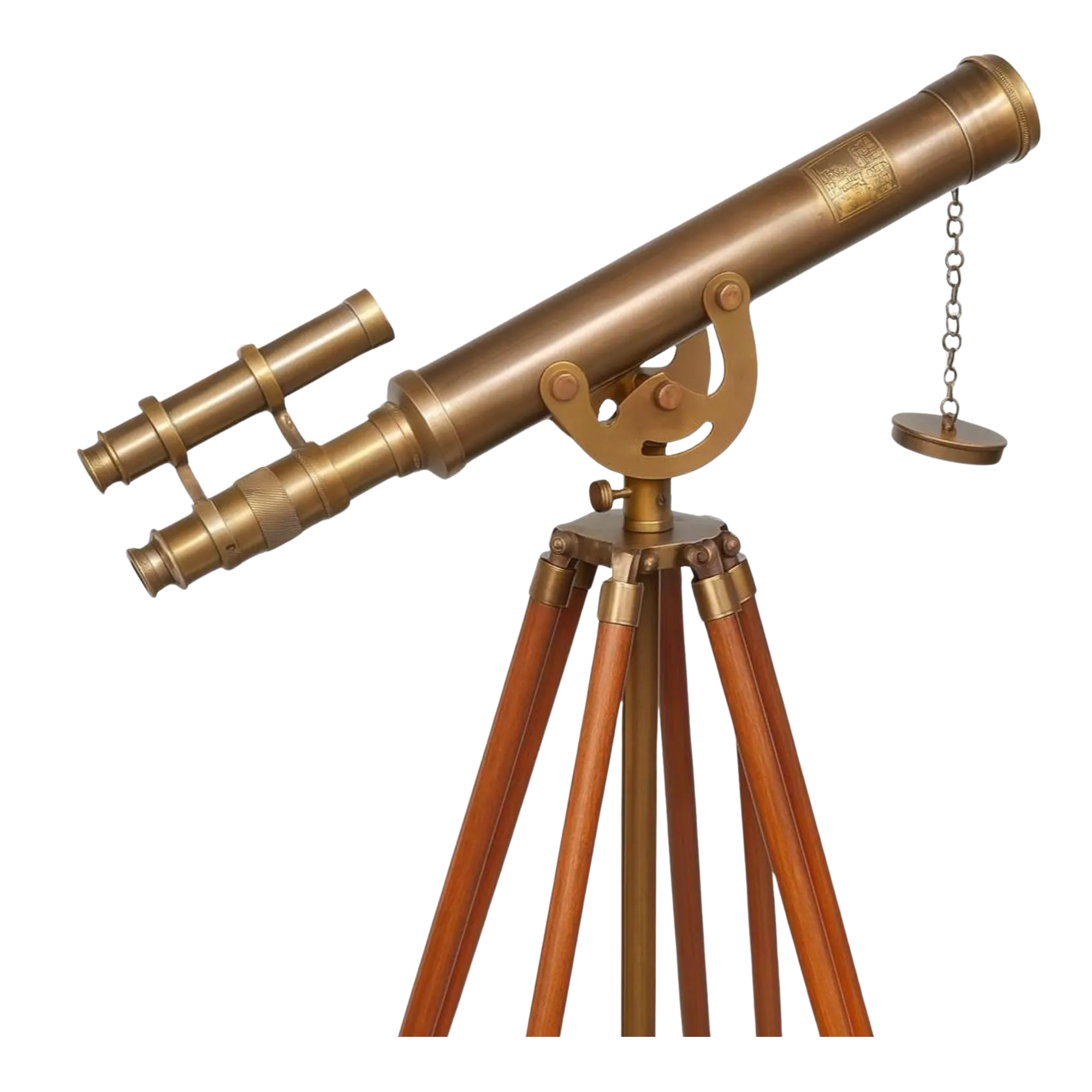 Vintage Marine Spyglass Telescope - Antique Brass Wooden Tripod Nautical Decor
