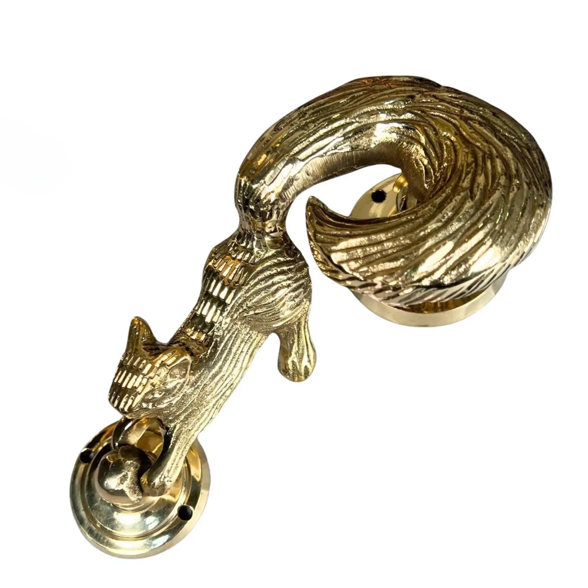 Solid Brass Squirrel Door Knocker - Handmade Rustic Farmhouse Hardware