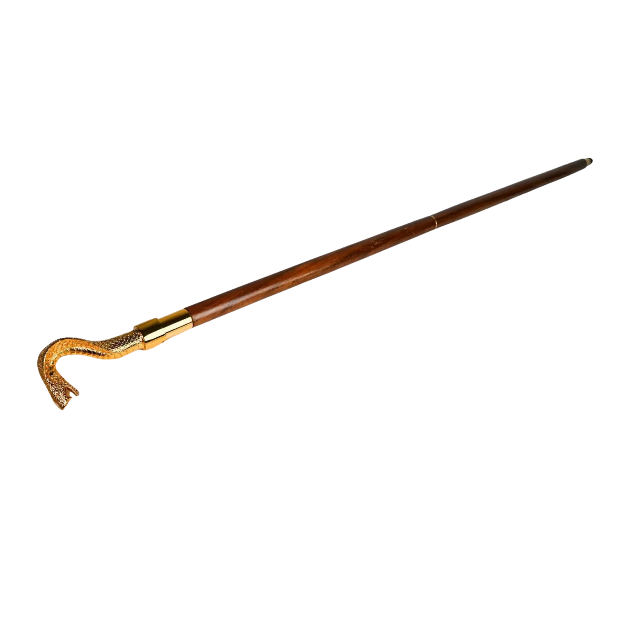Golden Snake Walking Cane - Brass Handle Steampunk Gothic Collectible