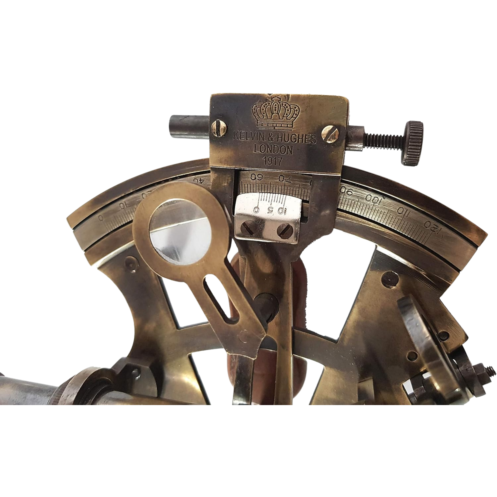 Brass Sextant Antique Navigation Instrument - German Model Wooden Case